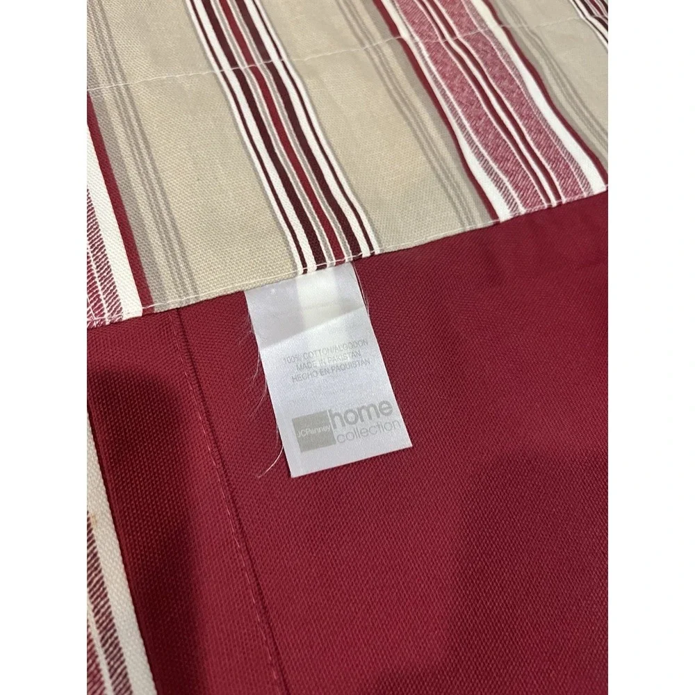 Vtg JCPenney Scalloped‎ Red Beige Striped Valance 82x19